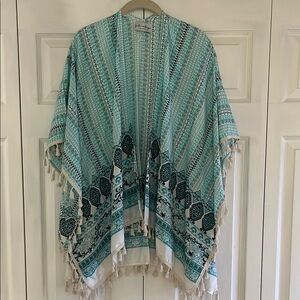 Bohemian Teal and Black Kimono Fringe